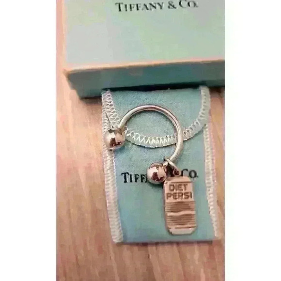 Tiffany & Co Vintage Sterling Silver Keyring with Diet Pepsi Charm - Picture 4 of 5